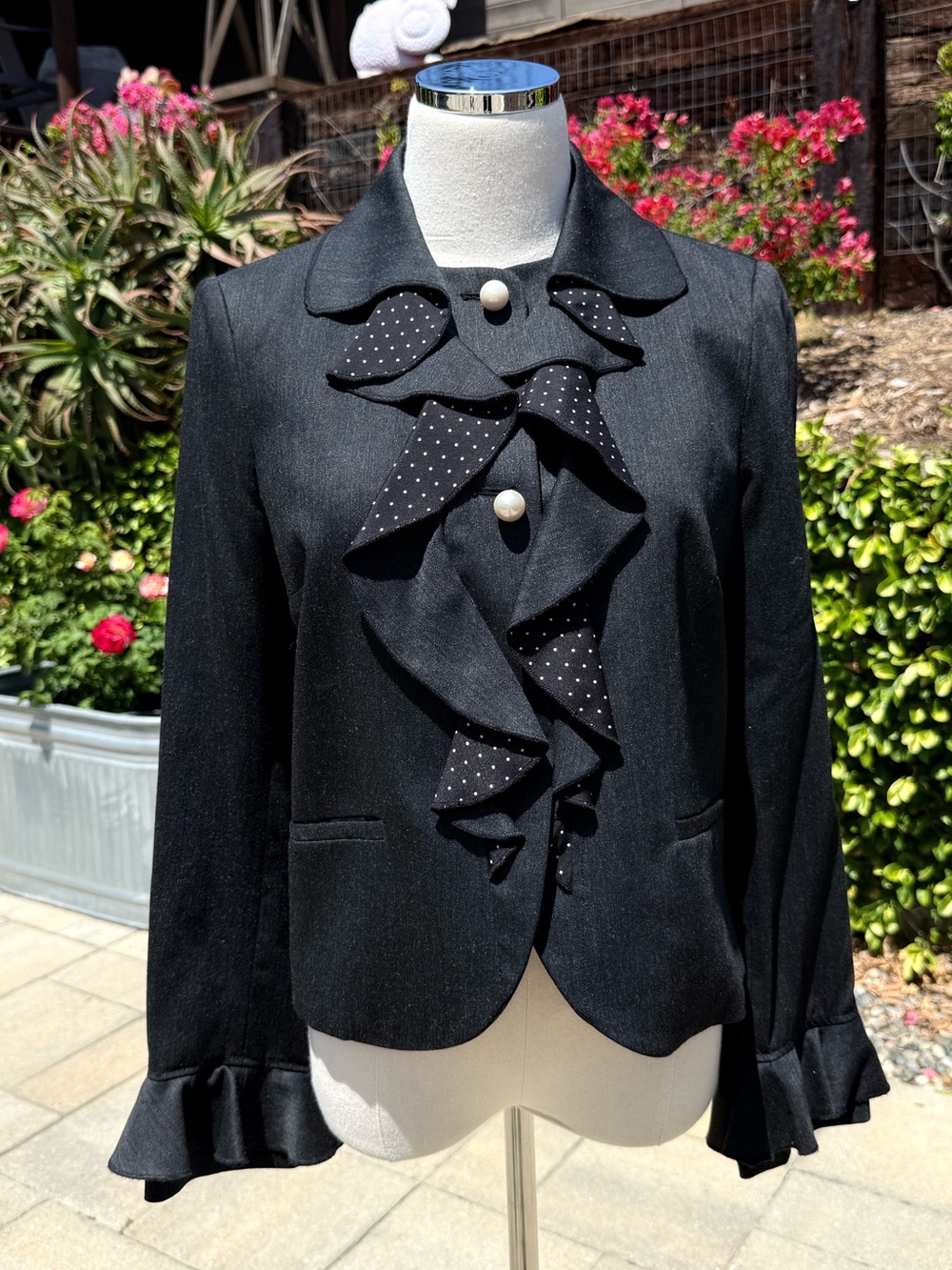 NEW Love Moschino charcoal wool ruffled jacket